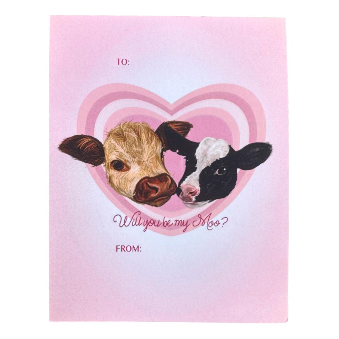 "Will You be My Moo?" KBF Valentine's Day Card Pack (10 Cards Included)