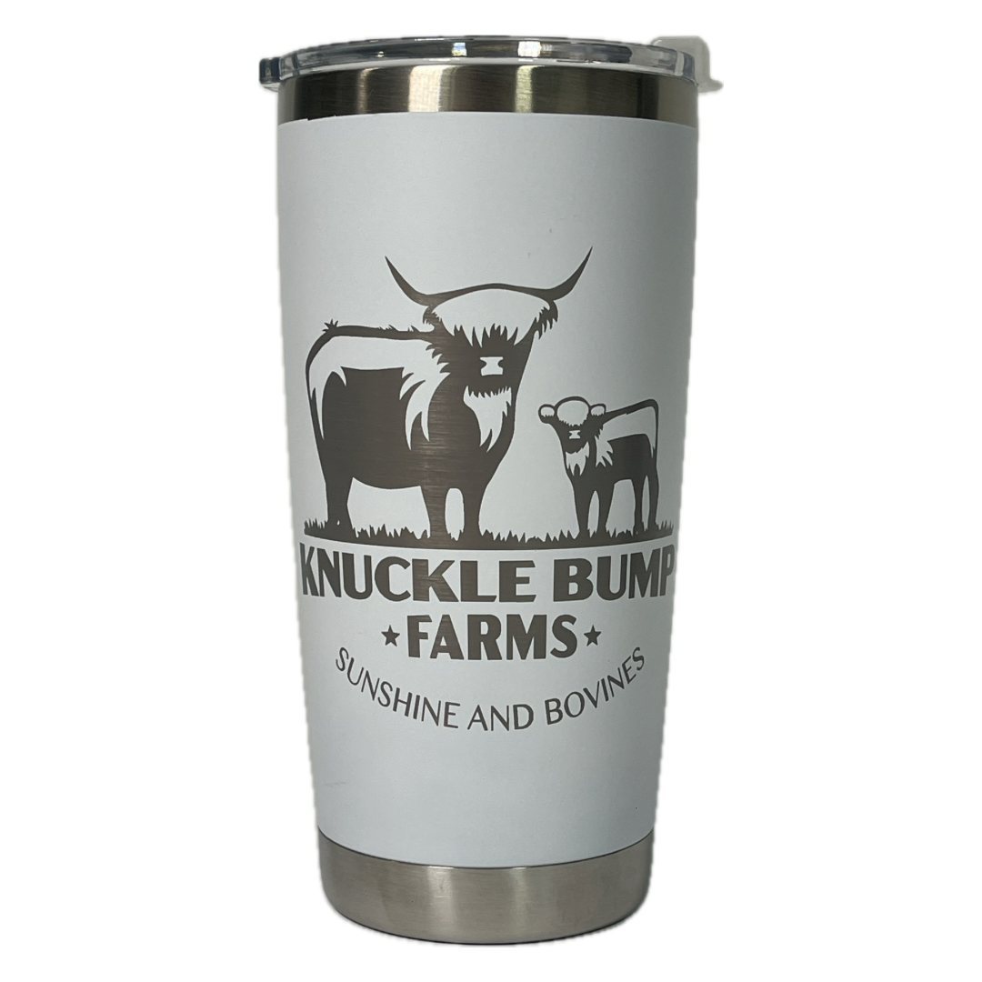 Knuckle Bump Farms 20oz White Tumbler